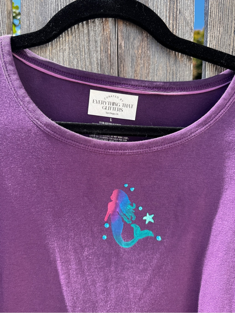 Everything that Glitters Purple Long-Sleeve Tee Mermaid Custom Handpainted